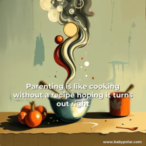 Artistic representation for Parenting is like cooking without a recipe hoping it turns out right